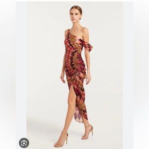 Elliana Print One-Shoulder Silk Maxi Dress 0